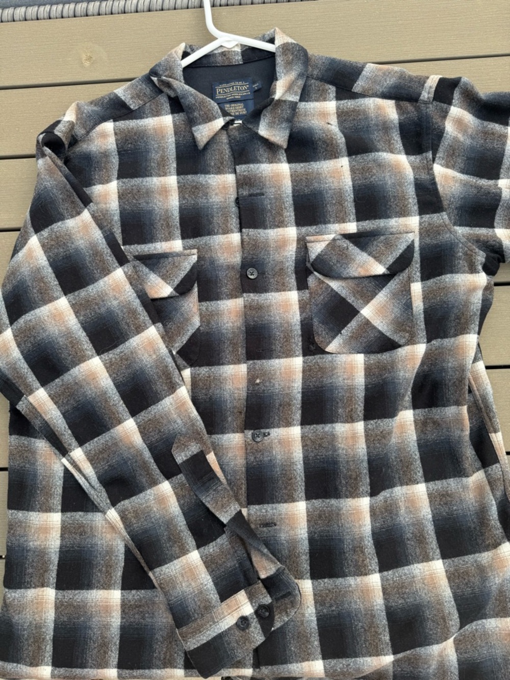 Pendleton Black, Brown and Cream Plaid Flannel Shirt